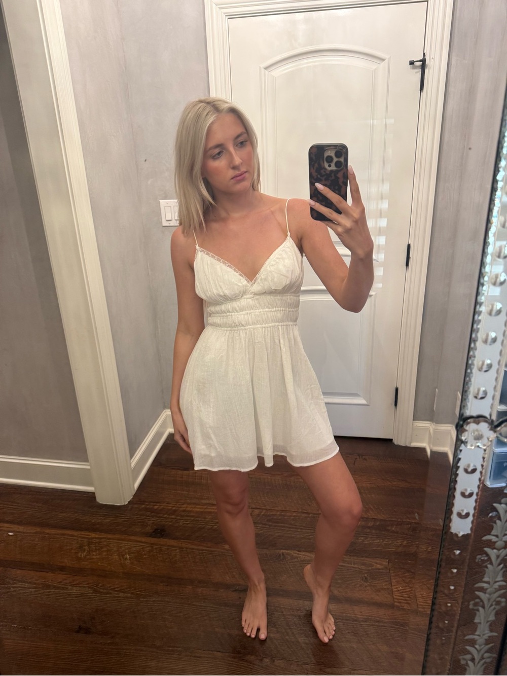 Princess Polly White Lace-Trim Mini Dress